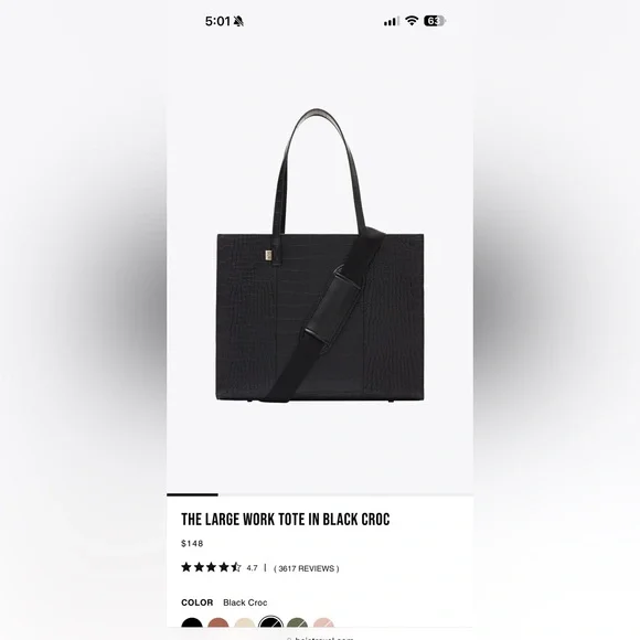 Beis Large Work Tote in Black - Picture 2 of 4